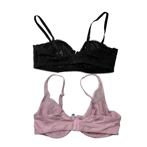 Victoria's Secret 38D Lace Bras Set Of 2 Black & Pink With Underwire Support - Picture 2 of 8